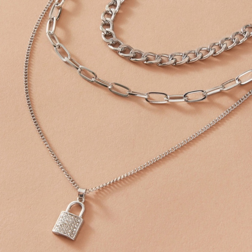 Lock Charm & Chain Necklace - Picture 3 of 5
